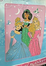 Disney&#39;s Princess Jasmine Cinderella Aurora Raschel Plush Raschel Blanket 60X80 - £35.39 GBP