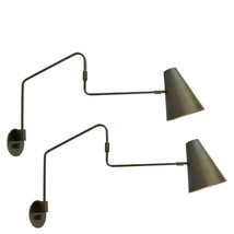 Italian Pair Swing Arm Sconce Mid Century Style Brass Wall Lamp Handmade - £313.90 GBP