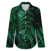 Mondxflaur Tropical Leaf Women&#39;s Shirt Long Sleeve Summer Elegant Fashio... - £19.95 GBP