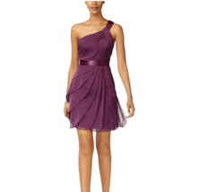 Adrianna Papell Womens 2 Purple One Shoulder Ruffle Skirt  Cocktail Dres... - £33.23 GBP