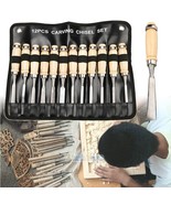 Wood Carving Hand Chisel Tools 12 Piece Set Woodworking Professional Gou... - £44.71 GBP