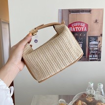 Summer Small Straw Handbag Trendy Shoulder Bag Woven Bucket Crossbody Bag Casual - £19.60 GBP