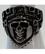 Jewelry Ring New Stainless Steel Skull 10 mm Biker Silver Tone Never Rus... - £18.66 GBP