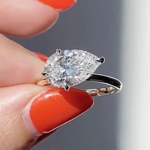 1.05 Cts PEAR Cut G VS2 Lab Grown CVD Diamond Ring Solitaire 14k White Gold - $825.00