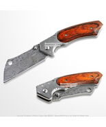 8" Damascus Style Spring Assisted Open Folding Knife Pocket Cleaver Razo... - $19.78