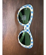 Vintage 60s Foster Grant Green Lens White Blue Checkered Rockabilly Sung... - $129.85 CAD