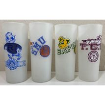 Vintage Texas Frosted Glasses: Baylor Bears, Rice Owls, TCU Frogs, SMU M... - $60.00