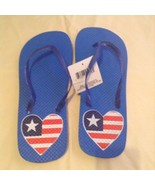 July 4th flip flops Size 11 12 XL shoes thongs patriotic US flag heart - £6.04 GBP