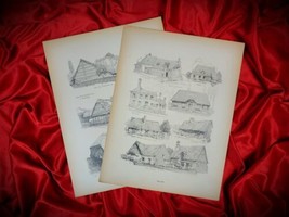 Lithograph Art Print LOT of 2 Architecture Cottages Vtg 1920s Samuel Chamberlain - £22.96 GBP
