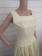 50s Vintage Yellow Day Dress Cotton Spring Summer Sleeveless Midcentury - £70.88 GBP