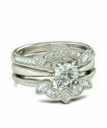 Vintage 14k Plaqué or Blanc Moissanite Solitaire Rond Bague Drapé - $157.87 CAD
