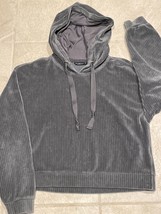Abercrombie &amp; Fitch Gray Ribbed Velour Hoodie Sweatshirt Medium M - $178.16 MXN