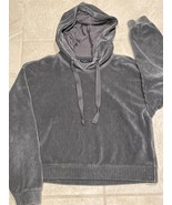 Abercrombie &amp; Fitch Gray Ribbed Velour Hoodie Sweatshirt Medium M - $13.02 CAD