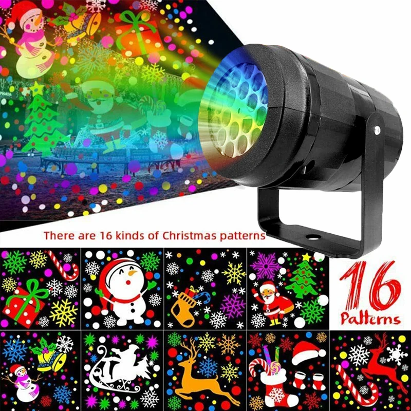 16 Patterns Christmas Projector Lights Outdoor waterproof LED Laser Projector Sn - £66.83 GBP