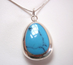 Reversible Mother of Pearl and Simulated Turquoise 925 Sterling Silver Pendant - $16.19
