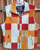 Navarre Leather Company Vest-Genuine Suede Leather-M-Zipper-Collar-Tan L... - $33.74