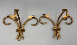 Vtg Gold Tone Twisted Rope Wall Brackets for Shelf - $15.57