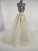 Women Floor Length Tulle Skirt Outfit Champagne Wedding Guest Tulle Maxi Skirt image 5