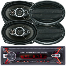 Audiotek Bluetooth Car Stereo Digital Media Receiver + 4x Audiobank 6x9&quot; Speaker - £137.87 GBP