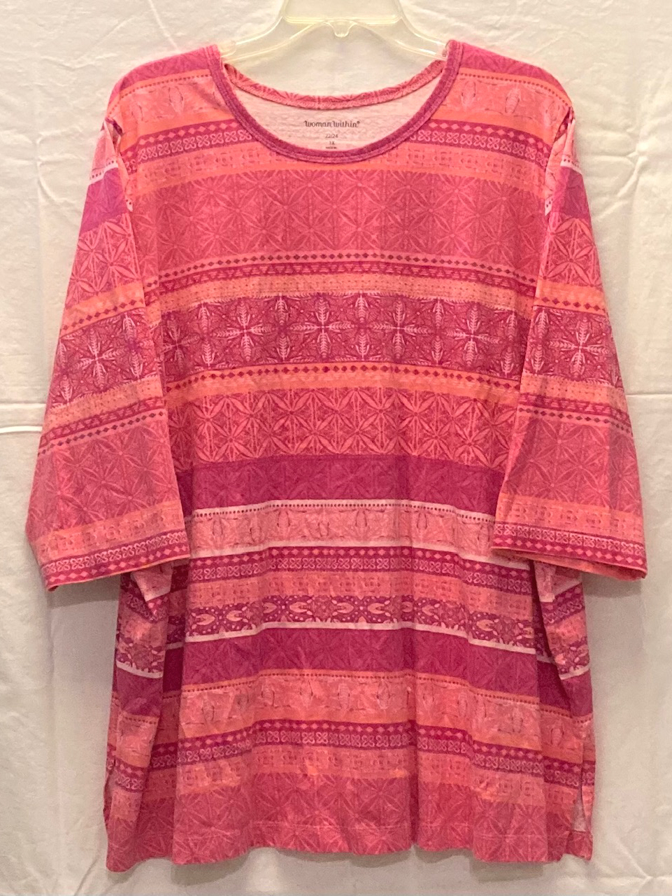 Primary image for Woman Within knit top plus size 1X 22-24 more like 2X pink and orange print