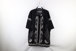 Vintage 90s Streetwear Mens XL Yin Yang Tribal Dragon Collared Button Shirt - $54.40