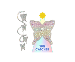 NEW Butterfly Spiral Suncatcher Mobile Spinner reflective silver shimmer... - $3.50