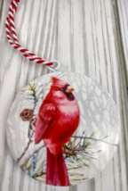 Christmas Ornament Cardinal Winter Bird Tree Ornament Wintery Decor Mini Tin 1pc - £6.25 GBP
