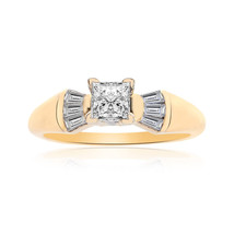0.55 Carato Principessa/Baguette Taglio Diamante Fidanzamento Anello 14K Giallo - £536.37 GBP