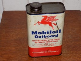Vintage Mobiloil Outboard Empty One Quart Can - $34.65
