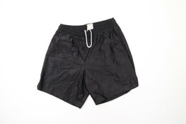 Vintage 90s Streetwear Mens XL Blank Silky Nylon Gym Basketball Shorts Black USA - £39.43 GBP
