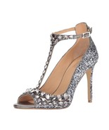 Jewel Badgley Mischka Womens 8.5 M Smoke Glitter Silver Bejeweled Heels ... - $58.79