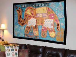 Indian Vintage Cotton Wall Tapestry Ethnic Elephant Hanging Decor Hippie X26 - £19.23 GBP