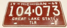 1969 ORIGINAL AUTHENTIC MICHIGAN TRAILER LICENSE PLATE 104-073  GREAT LA... - £22.45 GBP