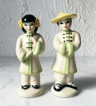 Ceramic Arts Studio Asian Couple Salt &amp; Pepper Shaker Set - Madison WI 1940s-50s - £18.94 GBP