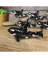 Set Of 6 Nautical Black Orca Whales Ocean Marine Wall Decor Tree Ornaments - $912.42 MXN