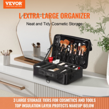 VEVOR Makeup Train Case Large Storage 3 Tiers, Convenient Carry With Han... - £19.61 GBP