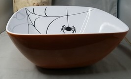 Halloween Orange Bowl Large Spider and Web Inside 11&quot; Wide Hard Plastic - £9.76 GBP