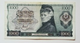AUSTRIA 1000 SHILLING BANKNOTE 1966 RARE NO RESERVE - $74.44