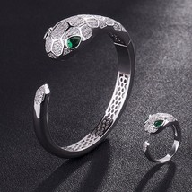 Lanruisha Green Cubic Zircon Snake Animal Bangle For Men Jewelry Brand cubic Zir - £39.52 GBP