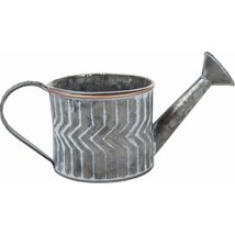 White Washed Metal Watering Can Shaped Planter Grey - $40.99