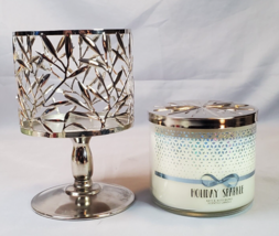 Bath &amp; Body Works Holiday Sparkle Scented Candle w/Vine Leaf Pedestal Holder - £43.38 GBP