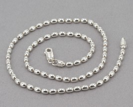 DNT Italy Sterling Silver 3mm Oval Ball/Bead Rice Chain 16&quot; Necklace 12.1 Grams - £17.20 GBP
