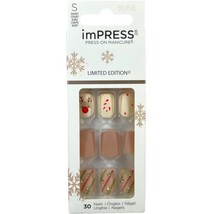 NEW Kiss Nails Impress Press On Manicure Short Matte Red Nose Reindeer Christmas - £13.49 GBP