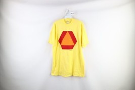 Vintage 80s Streetwear Mens Large Geometric Double Sided T-Shirt Yellow USA - £25.84 GBP