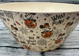 Disney Mickey Mouse Halloween Pumpkin Oh What Fun! Candy Bowl Large Bamboo - £11.89 GBP