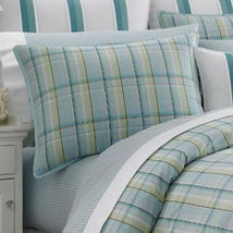Nautica Seabright Plaid 1 Standard Pillow Sham Aqua Green White New - £7.95 GBP