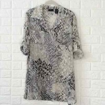 New York &amp; Co animal print collar Henley blouse - £19.96 GBP