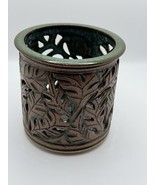 Susan Brown Freeman Bowl Incised Reticulated Handcrafted Green Brown Sig... - $29.69