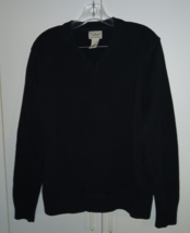 L.L. BEAN MEN&#39;S BLACK  V-NECK 100% COTTON SWEATER-M-WORN ONCE-#270806-NICE - €16,41 EUR