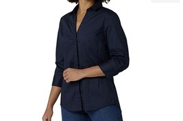 Riders by Lee Indigo Women&#39;s Easy Care ¾ Sleeve Woven Shirt Navy Blue - £11.34 GBP